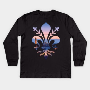 Florence Fleur de Lis Kids Long Sleeve T-Shirt